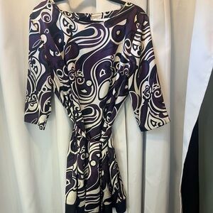 Worthington Blue and White Wrap Dress with Dolman Sleeves